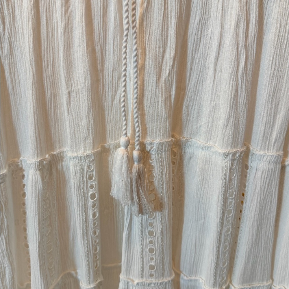 NWT TURKS & CAICOS White Eyelet Tassel Coverup Dress — Size Small — 🤍 - Picture 12 of 13